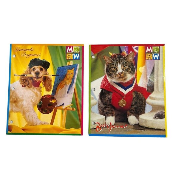 Vintage Meows & Woofers Folders Boots Jenner & Leonardo Dogvinci Dogs Puppy 1997 - Picture 1 of 5